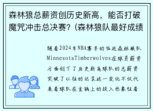 森林狼总薪资创历史新高，能否打破魔咒冲击总决赛？(森林狼队最好成绩)